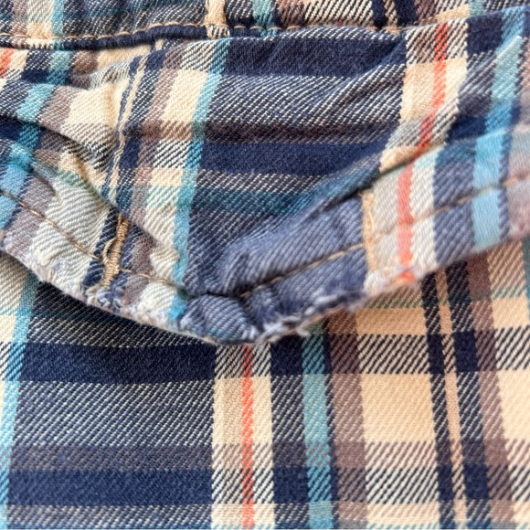 Campus Crew Plaid Shorts Mens Size 34 x 10 Blue Cream Pockets Cotton - Picture 9 of 11